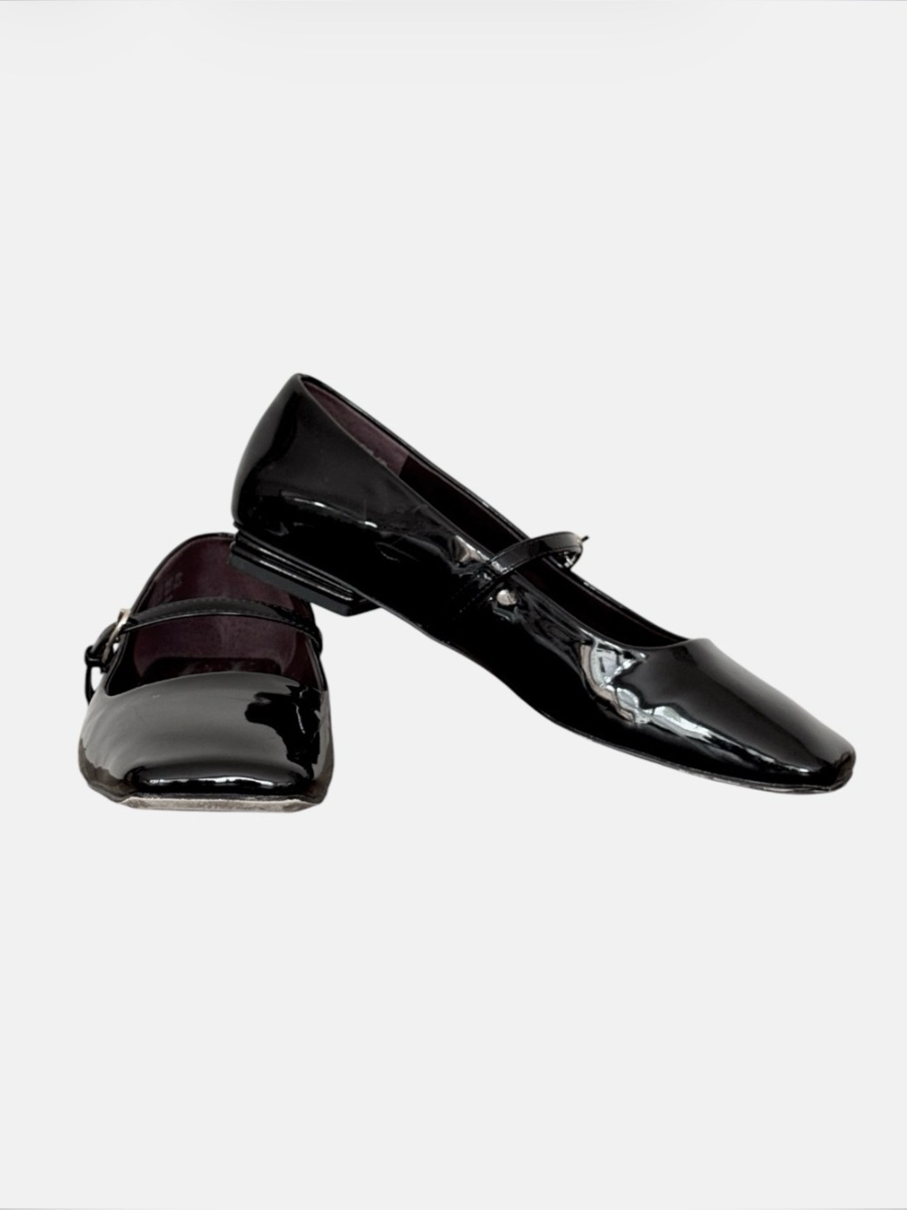 Franco Sarto Patent Leather Mary Jane Flats Black Square Toe Size 8